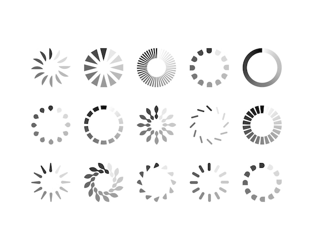 Sammlung Laden des Status-Symbols der Balken Vektor-Illustration Satz von vector-geladenen Ikonen Herunterladen des Fortschritts Donload oder Upload