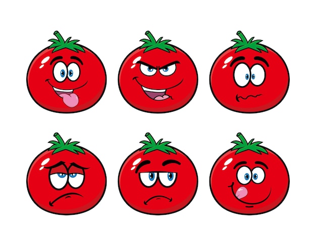 Sammlung lächelnder tomate cartoon-maskottchen-charakter