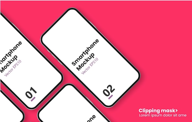 Sammlung realistischer Smartphone-Mockups, Device UI UX-Mockup für Präsentationsvorlage