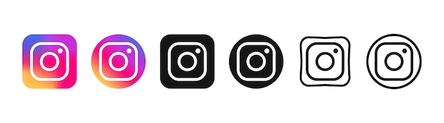 Sammlung schwarzer instagram-ikonen social-media-logo linienkunst und flacher stil isoliert auf weißem hintergrund vektor-linien-icon für geschäft und werbung