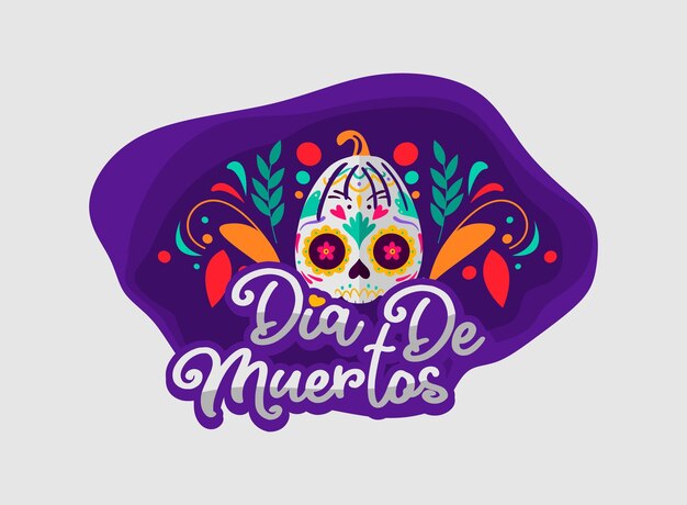 Sammlung und hintergrund von flachen dia de muertos-abzeichen