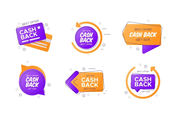 Sammlung verschiedener cashback-labels