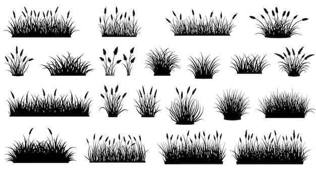 Sammlung verschiedener Grassilhouetten