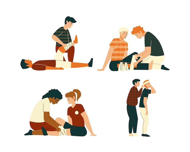 Sammlung verschiedener Posen von Sportlern, die Dehnungsübungen durchführen Vektorillustration