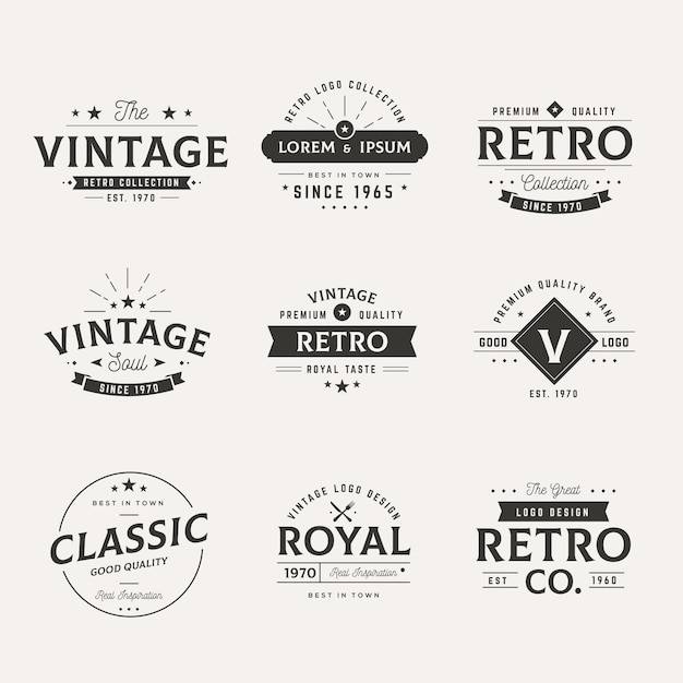 Vektor sammlung verschiedener retro-logos