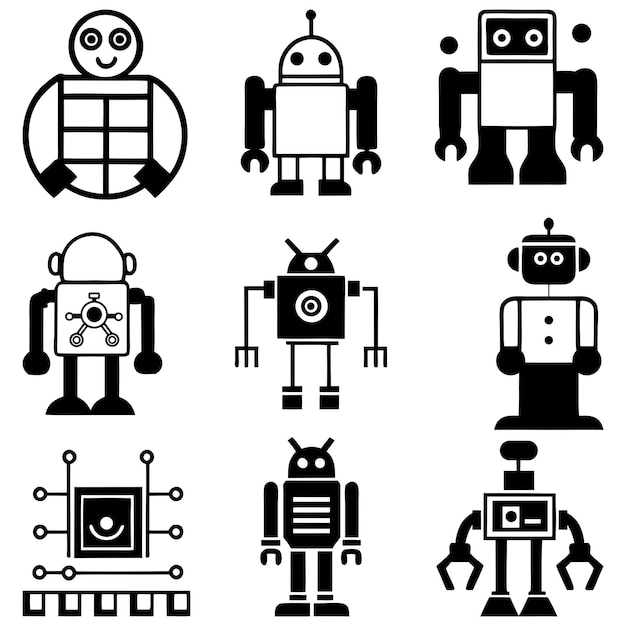 Sammlung verschiedener Roboter-Ikonen