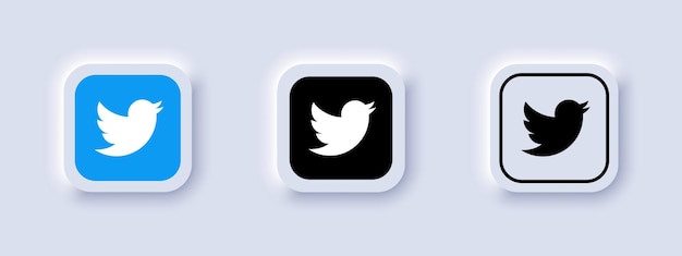 Sammlung verschiedener Twitter-Symbole Social-Media-Logo Strichzeichnungen und flacher Stil isoliert auf Neomorphismus-Vektorliniensymbol für Geschäfts- und Werberedaktion