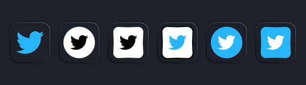Sammlung verschiedener Twitter-Symbole Social-Media-Logo Strichzeichnungen und flacher Stil isoliert auf weißem Hintergrund Vektorliniensymbol für Unternehmen und Werbung Redaktioneller Neomorphismus-Stil