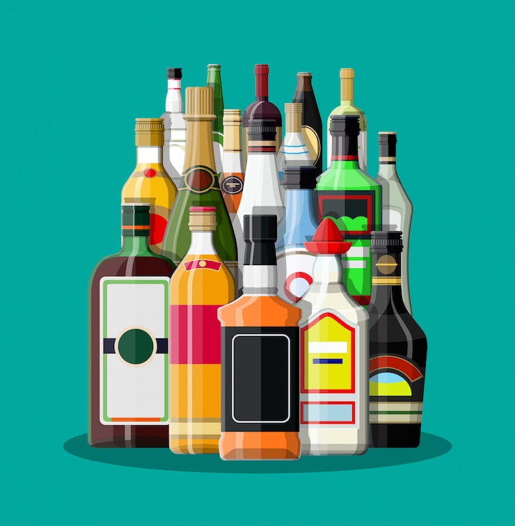Vektor sammlung von alkoholgetränken