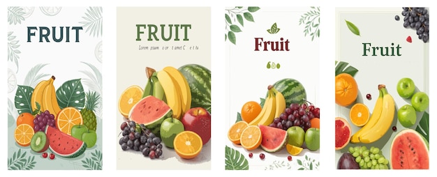 Sammlung von Aquarell-Poster-Vorlagen mit Obstthemen