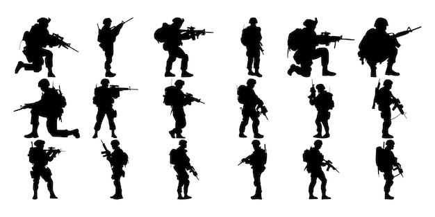 Sammlung von Armee-Silhouette-Illustrationen Vektor-Illustration