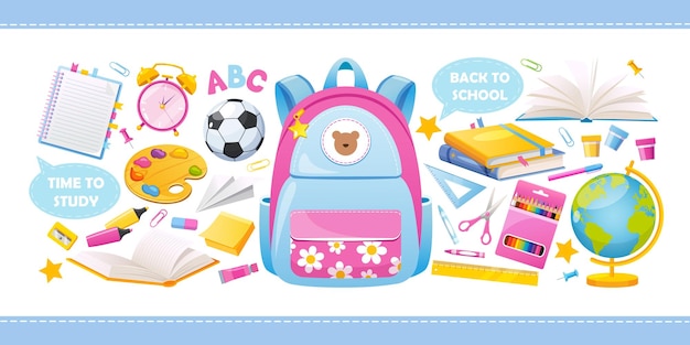 Sammlung von Back-to-School-Elementen