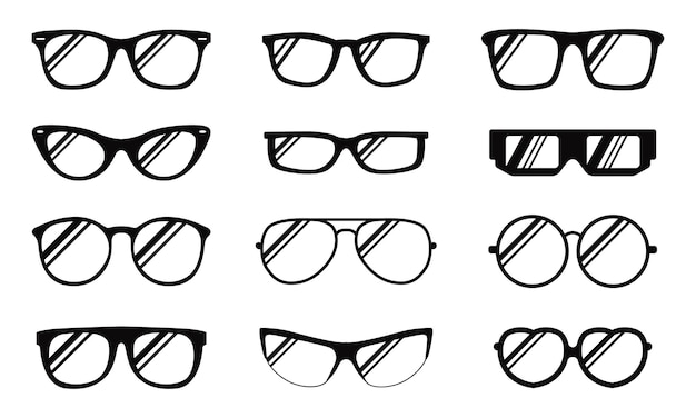 Sammlung von Brillen Clipart verschiedene Modelle monochrome Brillen Ikonen