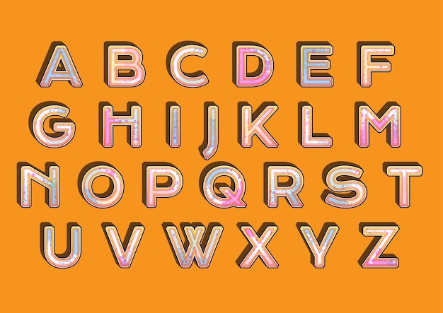 Sammlung von buchstaben auf orange isoliert