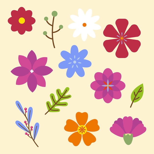 Sammlung von bunten Blumen, ideal für den Frühling