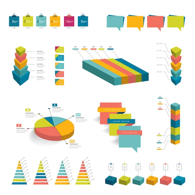 Vektor sammlung von bunten flachen infografik-elementen.