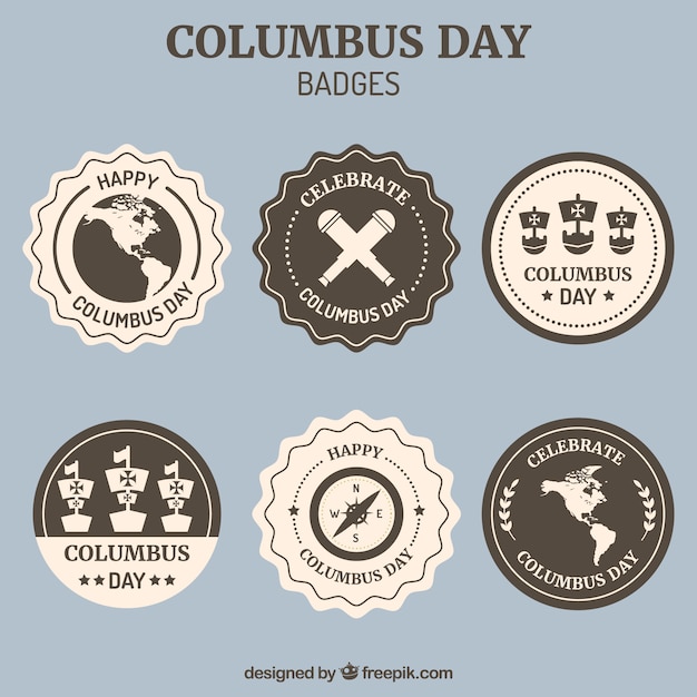 Sammlung von dekorativen abzeichen für columbus day