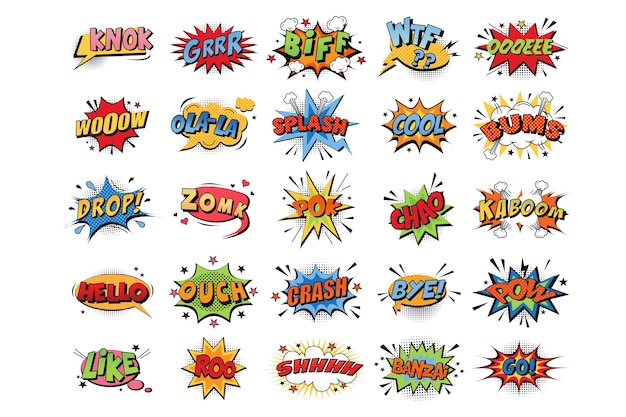 Sammlung von emotionalen Farbexplosionen des Cartoons