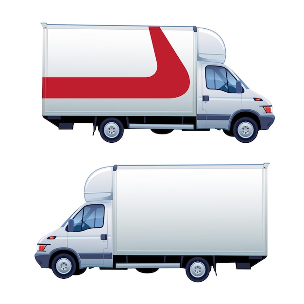 Sammlung von Entwurfsvorlagen für Vektorillustrationen von LKW-Lieferungen