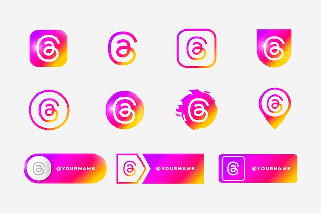 Sammlung von Farbverlaufslogos für neue Threads in sozialen Medien