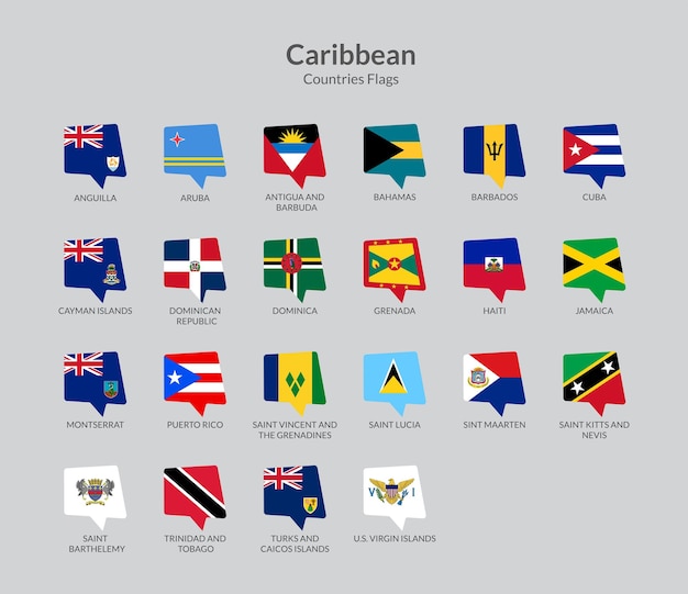 Sammlung von Flaggensymbolen der karibischen Länder