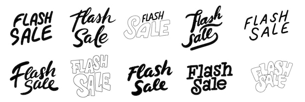 Sammlung von Flash Sale-Textbuchstaben, handgezeichneter Vektorkunst
