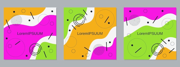 Sammlung von Flyer-Vektorvorlagen im quadratischen geometrischen Stil