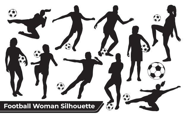 Sammlung von fußball-sport-silhouetten in verschiedenen positionen