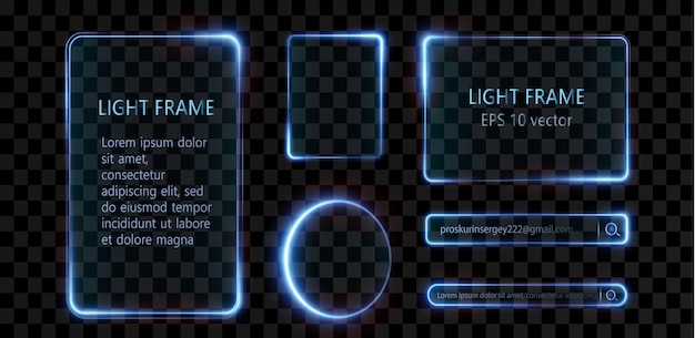 Sammlung von futuristischen hud hellblauen rahmen hud png technologischer hintergrund lichtglas blau