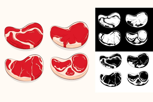 Sammlung von gebratenen steaks rinderfilet schweinshaxe stück steak frischfleisch