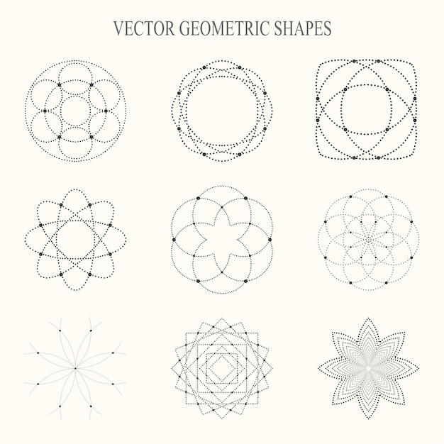 Sammlung von geometrischen vektorformen gepunktete formen