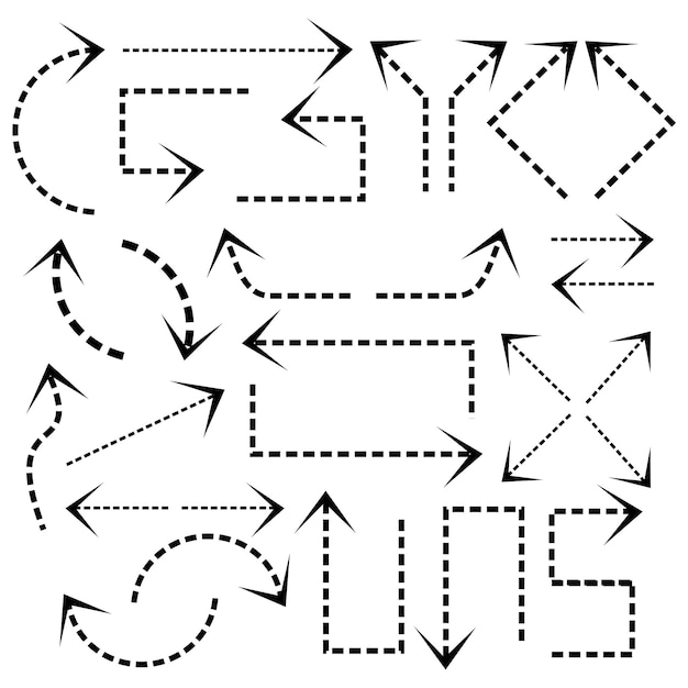 Vektor sammlung von gestrichelten pfeilen