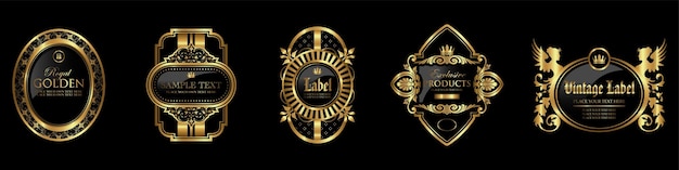 Vektor sammlung von goldenen abzeichen im retro-vintage-stil