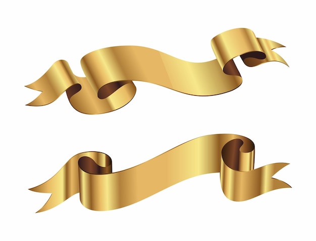 Sammlung von goldenen Bändern Premium-Vektor