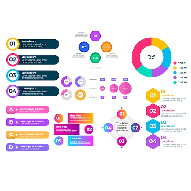 Sammlung von gradienten Infografiken