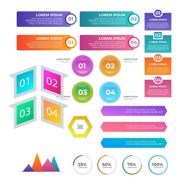 Sammlung von gradienten Infografiken