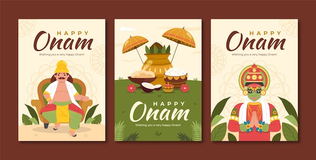 Sammlung von Grußkarten für die Onam-Hindu-Feier