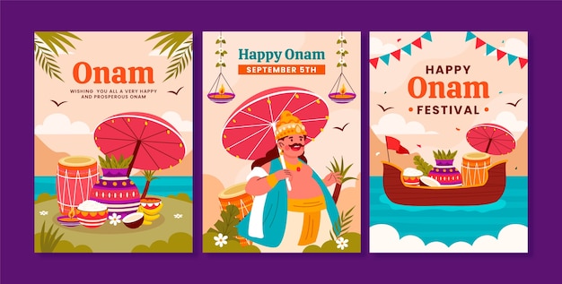 Sammlung von Grußkarten für die Onam-Hindu-Feier