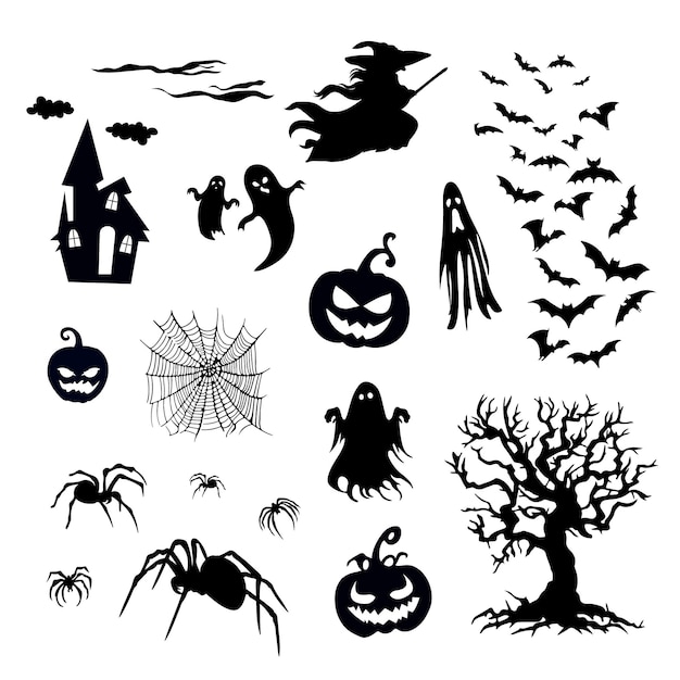 Sammlung von Halloween-Silhouetten