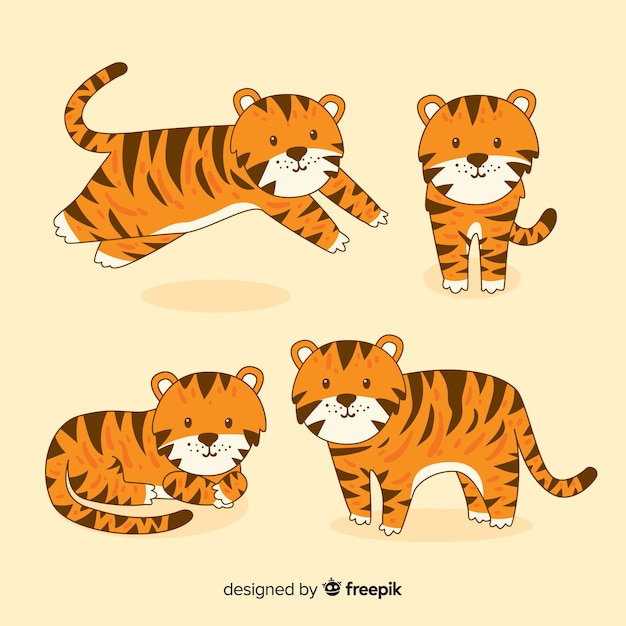 Sammlung von hand gezeichneten tiger