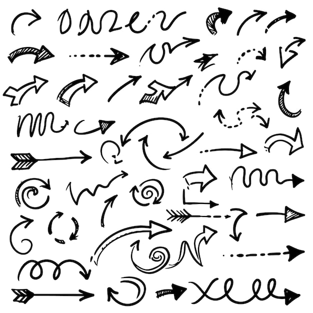 Sammlung von handgezeichneten Doodle-Pfeilen