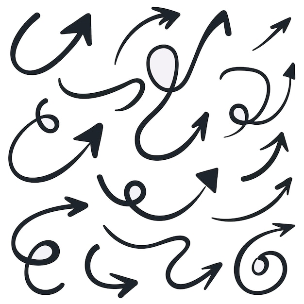 Sammlung von handgezeichneten Pfeilen im Doodle-Stil