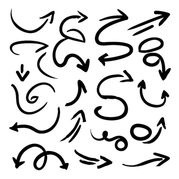 Sammlung von handgezeichneten Pfeilen im Doodle-Stil