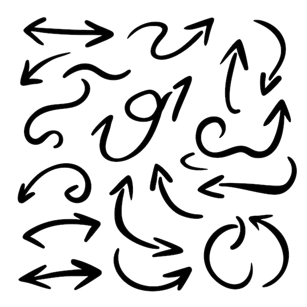 Sammlung von handgezeichneten Pfeilen im Doodle-Stil