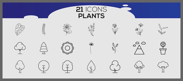 Sammlung von handgezeichneten pflanzenvektoren sammlung verschiedener pflanzen-ikonen sammlung von zierpflanzen