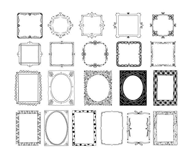 Sammlung von handgezeichneten zierrahmen