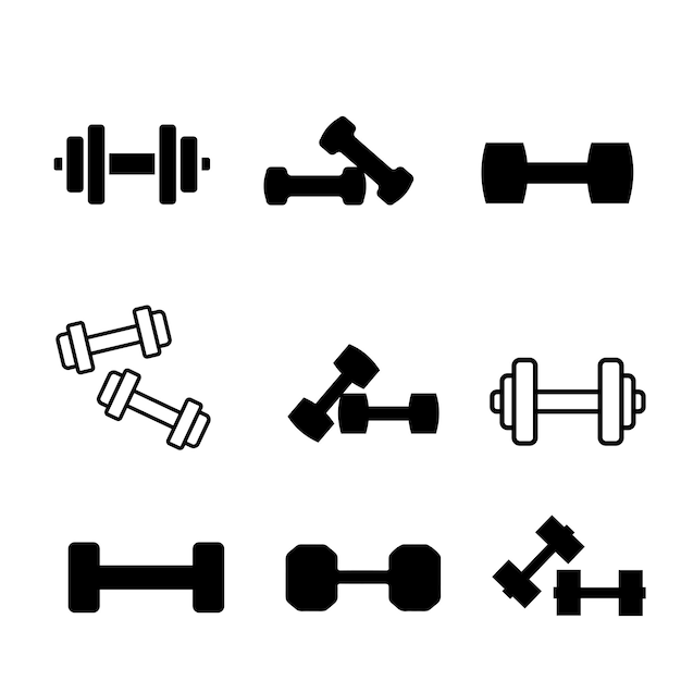 Sammlung von Hantel-Ikonen für Fitness und Training