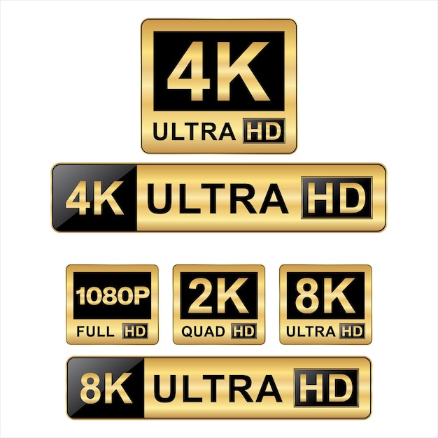 Sammlung von hd- und ultra-hd-icons, vektorgrafik