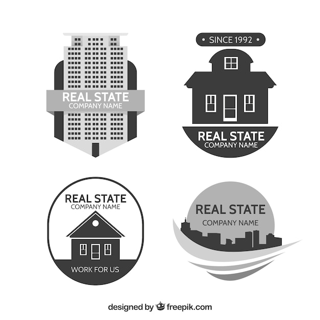 Vektor sammlung von immobilienfirmenzeichen im minimalistischen stil