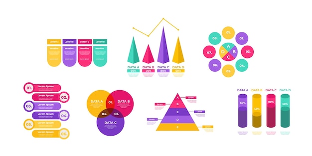 Vektor sammlung von infografik-datensatzvorlagen